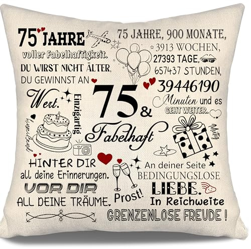 75 Jahre Voller Fabelhaftigkeit Kissenbezug für Geburtstag 75 Jahre alt Frauen Männer Schwester Freunde Mama Papa Tante Oma Opa Ehefrau 75. Geburtstag Geschenk 10-100 Geburtstag Kissenbezüge(75)
