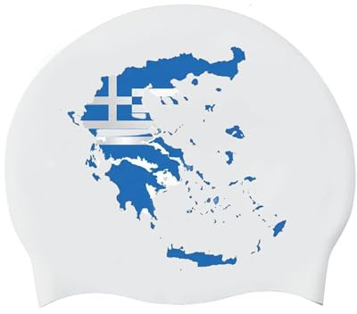 Cuffia Da Nuoto Con Bandiera Della Mappa Della Repubblica Di Grecia - Cuffia Da Nuoto Personalizzata Per Capelli Lunghi E Corti Cuffia Da Nuoto In Silicone Per Donne, Uomini, Adulti, Giovani, Unisex