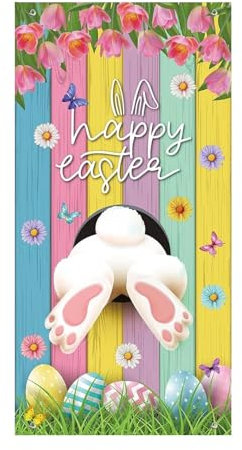 Osterdeko Ostern Tür Abdeckung Ostern 200x90cm Haustür Decke Türabdeckung Dekoration Wand Hängen Türbanner Easter Banner Fotografie Hintergrund für Osterfeier Feiertag Party Frühling Toilettentür Deko