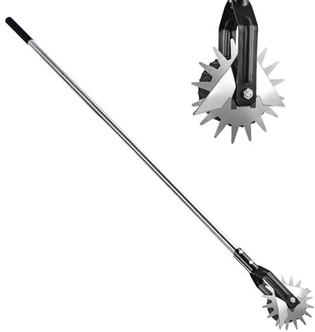 Rasenkantenschneider mit Stiel, Kantenschneider Rasen auf Rollen, Rasenkantenroller, Kantentrimmer Manuelle für Gehwege, Edelstahlgriff, 3 Einstellbare Längen (78/113/148cm)