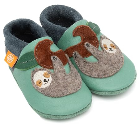 Orangenkinder Bio-Leder Kinder-Hausschuhe – Softsohle Krabbelschuhe & Lauflernschuhe mit Tiermotiven, Öko-Lederpuschen Handmade in Germany für Babys & Kinder