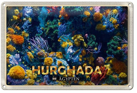 Buntes Blechschild | Hurghada Ägypten | Korallenriff | 18 cm x 12 cm