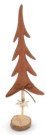 Riffelmacher 15686 - Albero di Natale decorativo in pelle e legno, 38 x 12 cm, marrone scuro, moderno, rustico, invernale, elegante, 15686