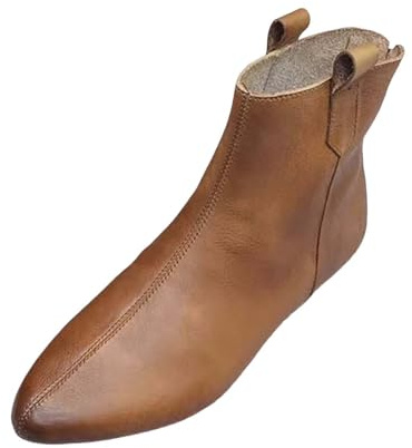 Stivali Donna Invernali,Stivali Invernali Donna,Comoda Stivaletti Cowboy Invernali Stivali Alti Senza Tacco Cowboy Scarpe Stivaletti Texani Vera Pelle Traforati Stivaletto