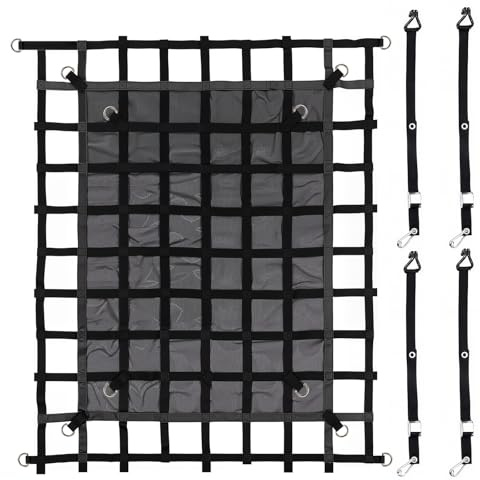 mychoiii Cargo Net for Pickup Truck Bed, 4.8' x 6' Truck Bed Net, Heavy Duty Pickup Cargo Nets Safety Mesh Net with Cam Buckles & S-Hooks & Cross Straps