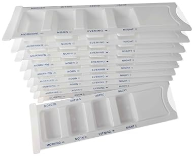 SITIS Medical Medikamentendispenser mit 4 Fächern, 10 Stück, Tablettenbox für einen Tag, Pillenbox, Tagesdispenser (Weiß)