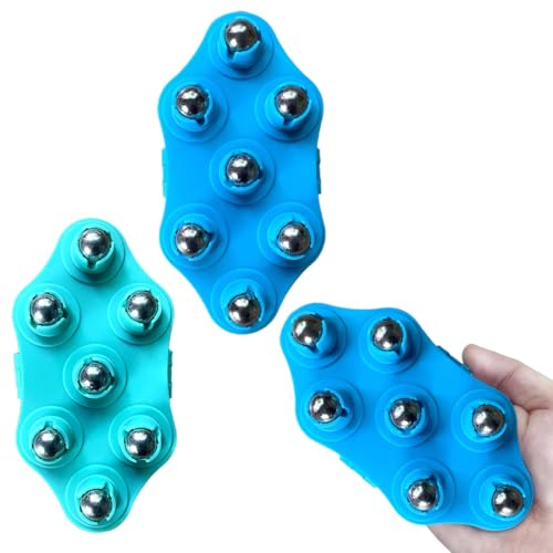 OPVYAEU 2 Stück Massage Handschuh mit Kugeln - Roller Ball Körper Massagehandschuh, Tragbarer Body Massager Massageroller, Handflächenförmiger Massagehandschuh, Metallrollerball Körpermassagegerät
