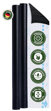 Veluxis Möbelfolie 2er-Set selbstklebend Schwarz – 90 × 210 cm | selbstklebend Struktur Schwarz, zuschneidbar, rückstandsfrei entfernbar