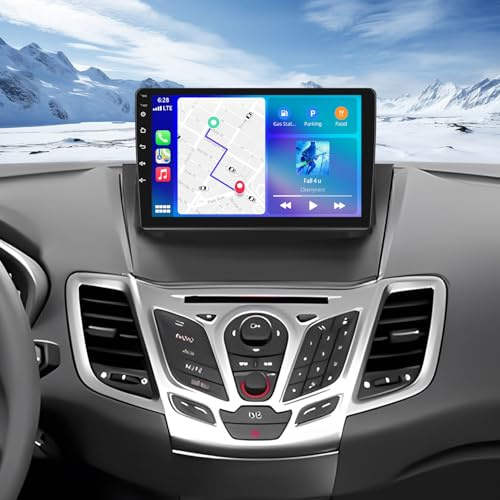 2+64G Android 14 Car Stereo for Ford Fiesta 2009-2014 Double Din Car Radio with Wireless Carplay Android Auto 9 inch IPS Touch Screen GPS Navi Bluetooth Mirror Link WiFi FM RDS SWC Backup Camera