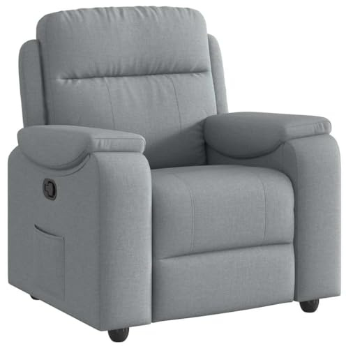 hliofuir Poltrona relax grigio chiaro con funzione di riposo manuale, 96 x 99 x 102 cm, rivestimento in tessuto in acciaio, comoda poltrona TV per soggiorno, camera da letto e balcone con tasca