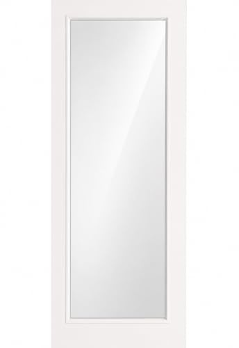 Wickes Solid Internal Door, White Primed Smooth Full Glazed with Clear Toughened Glass Panel, Can be Painted to Match Decor, 30x78 inches with 35mm Thickness, 762x1981x35mm