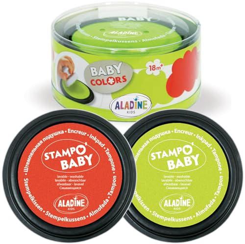 Aladine 3003852 Stampobaby, 2 Stempelkissen, rot/grün, für kleine Künstler ab 18+ Monaten