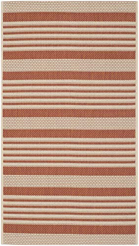 SAFAVIEH Washable Rug Outdoor Courtyard Collection - 2'7' x 5', Terracotta & Beige, Non-Shedding & Easy Cleaning, Ideal for Patio, Backyard, Mudroom (CY6062-241)