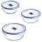 Luminarc 9207684 Coffret 3 Boîtes Rondes avec Couvercle Pure Box Active Verre Transparent, 0.42 + 0.67 + 0.92 L