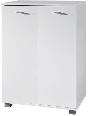 Wohnling Design Schuhschrank Nimes modern Holz Weiß 12 Paar Schuhe 4 Fächer 2 Türen, Schuhregal 60 x 90 x 35 cm platzsparend, Schuhkommode Flurschrank mit Ablage