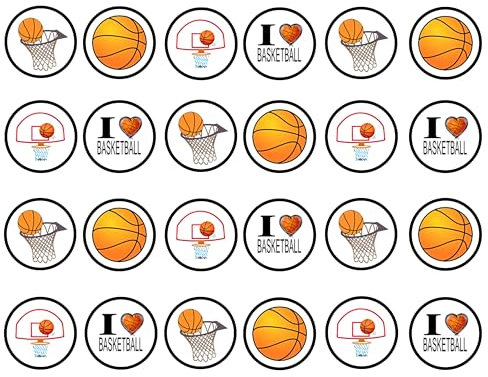 48 Basketball, Essbare PREMIUM Dicke GEZUCKERTE Vanille, Reispapier Mini Cupcake Toppers, Cake Pops, Cookies für Wafer