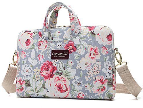 Canvaslove Schultertasche für Laptops mit 15,6 Zoll (38,1 cm) und MacBook Pro 15 (Motiv: große Rosenmuster)