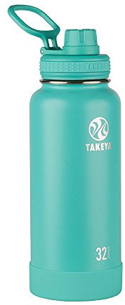 Takeya Actives - Botella de agua de acero inoxidable con tapa de boquilla, 900 ml, color verde azulado