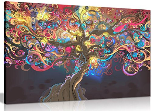 Kunstdruck auf Leinwand, Motiv: psychedelischer Trippy-Kunstbaum, 30,5 x 20,3 cm
