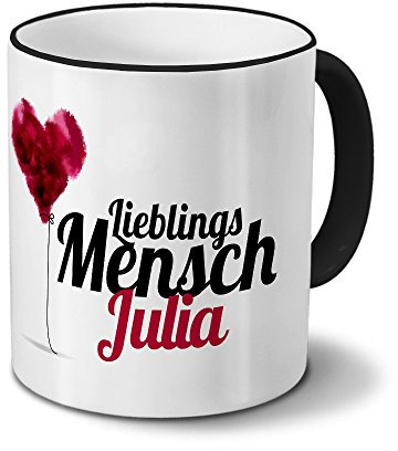 printplanet Tasse mit Namen Julia - Motiv Lieblingsmensch - Namenstasse, Kaffeebecher, Mug, Becher, Kaffeetasse - Farbe Schwarz