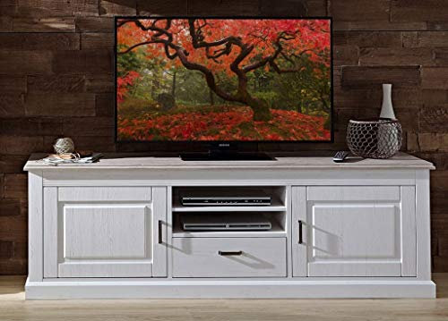 Froschkönig24 Lima TV Möbel/Lowboard montiert Pinie hell/Taupe