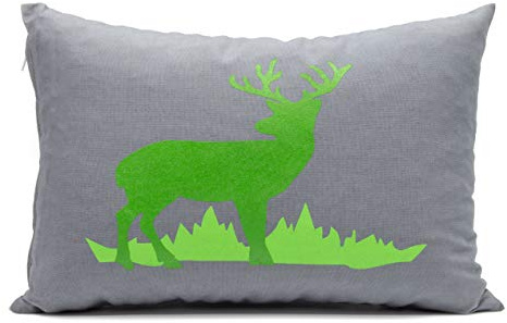 Tiroler Zirbenkissen 30x20 cm Hirsch grün - handgemachter Polster aus hochwertigen Zirben