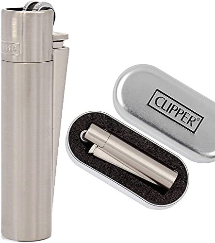 Clipper 1 Encendedor Mechero Clásico Largo Metal Silver Plateado Mate Cepilldo + 1 Llavero