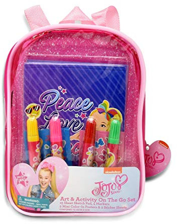 JoJo Siwa Coloring and Activity Book Set, Includes Markers, Stickers, Mess Free Crafts Color Kit in Mini Travel Backpack, for Toddlers, Boys and Kids