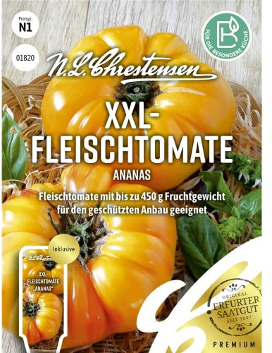 XXL- Fleischtomate Ananas, Fleischtomate mit bis zu 450 g Fruchtgewicht, Samen