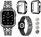 JOHIPI - Cinturino per Apple Watch, 38 mm, 40 mm, 42 mm, 44 mm, cinturino in metallo con diamanti e custodia protettiva in vetro, per iWatch serie 5/4/3/2/1 (nero, 38 mm)