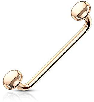 Paula & Fritz® Oberflächen-Piercing Surfacepiercing Barbell 90 Grad Schlangenaugen Chirurgenstahl 16mm Stab-länge 1,2 mm Stab-Dicke Rosegold Bar