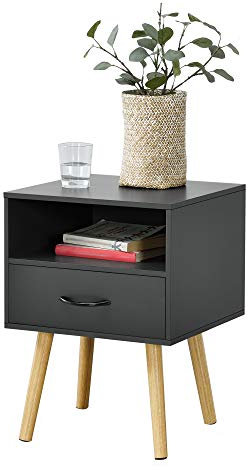 [en.casa] Beistelltisch Gävle Wohnzimmertisch 57 x 42 x 40 cm Nachttisch mit Schublade Sofatisch Nebentisch Kaffeetisch mit Ablagefach Dunkelgrau