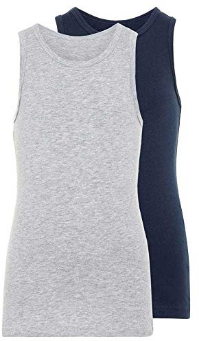name it Jungen NKMTANK TOP 2P Grey Melange NOOS Unterhemd, 92