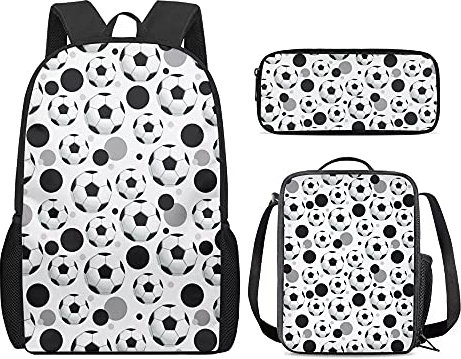 College Exquisite Shoulderbag + Teens School Lunch Box with Cutlery Belt + Classic Pen Case Makeup Pack (Football Style)