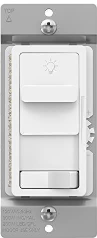 TOPGREENER Kalide in Wall Slide Dimmer Switch, for 200W Dimmable LED/CFL and 300W Incandescent/Halogen, Single Pole or 3-Way, LED Dimmer Light Switch, UL Listed, Neutral Wire Not Required, White