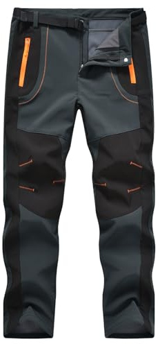 donhobo Outdoorhose Herren wasserdichte Softshellhose Skihose Wandershose | Winter Thermohose Winddicht Schneehose Warm Fleece Gefüttert Snowboardhose Trekkinghose Funktionshose Arbeitshose