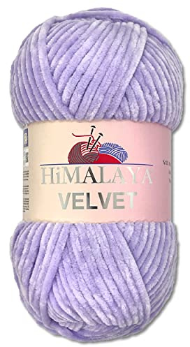 Wohnkult Himalaya 100 g Velvet Dolphin Wolle 40 Farben zur Auswahl Chenille Strickgarn Flauschgarn Glanz Accessoire Kleidung Decken (90005 | Flieder)