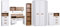 Marmex Kinderzimmer Komplettes Set Grant 8, im Set: Schreibtisch G2, Geschlossener Büchregal G6, Schmales bücherregal G7, Wandregal G3,Eckgarderobe G8, Kommode mit Schubladen G4 - Weiß + Riviera Eiche