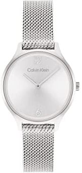 Calvin Klein Orologio Analogico al Quarzo da Donna Collezione TIMELESS 28MM con Cinturino in Maglia Metallica in Acciaio Inossidabile Argentato - 25200058