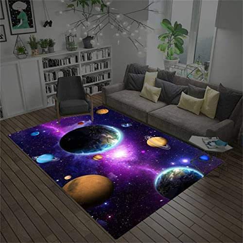 Chyuan Galaxy Teppich, Wohnzimmerteppich Raumdekoration Fußabtreter Badezimmermatte Flur Teppich (Blau Lila,120 x 160 cm)