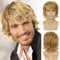 Beweig Herren Perücke Blond Kurz Haare Layered Wave Perücken mit Pony Synthetische Cosplay Perücke Kostümparty Halloween Party