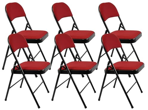Meta Steel Frame with Fabric Seat Padded Office Work Study Party Dining Folding Chair (6, Red)