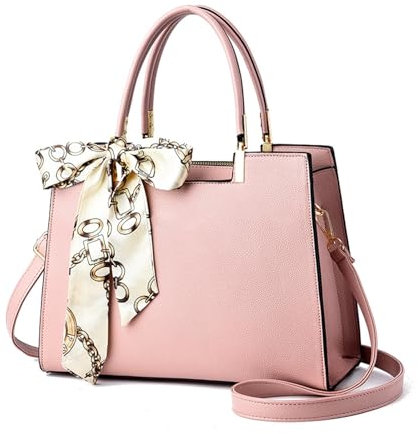 NICOLE & DORIS Sac à Main Femme Élégant en PU Cuir - Grande Capacité Fourre Tout à Bandoulière et Poignée Supérieure pour Travail et Sortie Quotidienne - Rose