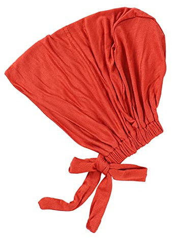 Frauen Undercap Hijab Unterschal Hijab, Islamische Muslimische Unterschal Hijab Cap mit Tie Back Closure Solid Color Unter Schal Hijab Mütze Turban Kopfbedeckung Chemo Schlafmütze Kopftuch Orange