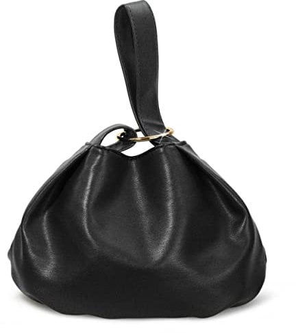 Damen Clutch Soft Vegan Leder Hobo Top Griff Tasche Kleine Tote Geldbörse, Schwarz