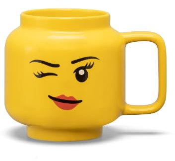 Room Copenhagen R.C. LEGO 41460803 - Taza de cerámica (tamaño grande), diseño de niña guiñando