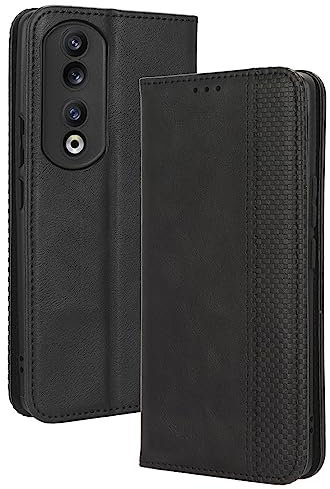 PEIYE Coque Cuir Étui pour Honor 90 Housse, Etui Portefeuille Case Cover, Fermeture Magnétique, Flip Béquille et Emplacements pour Cartes -Noir