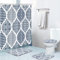 Bribay 4-teiliges Duschvorhang-Set, blaue Keramik, spanisch, italienisch, Vintage, mit rutschfesten Teppichen, WC-Deckelbezug und Badematte, für Badezimmer-Dekor-Set, 182,9 x 182,9 cm