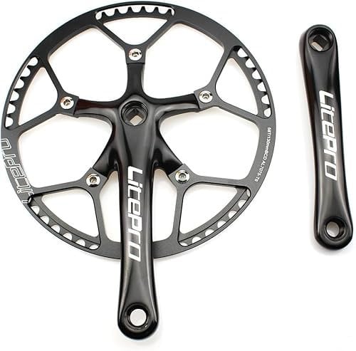 FOMTOR Guarnitura, Guarnitura Bici 58T 170mm, Guarnitura Bici pieghevole130 BCD, con Coperchio Protettivo, per Bici a velocità Singola, Bicicletta da Strada su Pista, Scatto Fisso