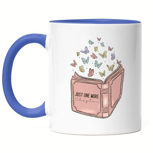 Hey!Print Just one more chapter Tasse Blau Leseratte Bücherwurm Bestseller Ein Kapitel noch